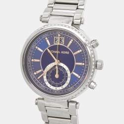 Michael Kors Blue Stainless Steel Sawyer MK6224 Women's Wristwatch 39 mm