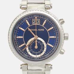 Michael Kors Blue Stainless Steel Sawyer MK6224 Women's Wristwatch 39 mm