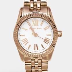 Michael Kors White Rose Gold Plated Stainless Steel Lexington MK3230 Women's Wristwatch 26 mm