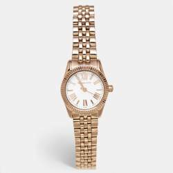 Michael Kors White Rose Gold Plated Stainless Steel Lexington MK3230 Women's Wristwatch 26 mm