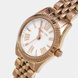 Michael Kors White Rose Gold Plated Stainless Steel Lexington MK3230 Women's Wristwatch 26 mm
