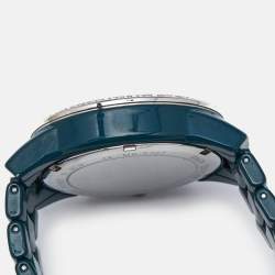 Pre Owned Michael Kors Blue Teal Coated Stainless Steel Ritz MK6722 Women's Wristwatch 37 mm