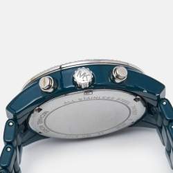 Pre Owned Michael Kors Blue Teal Coated Stainless Steel Ritz MK6722 Women's Wristwatch 37 mm