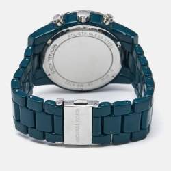 Pre Owned Michael Kors Blue Teal Coated Stainless Steel Ritz MK6722 Women's Wristwatch 37 mm