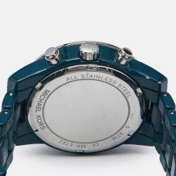 Pre Owned Michael Kors Blue Teal Coated Stainless Steel Ritz MK6722 Women's Wristwatch 37 mm