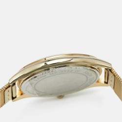 Pre Owned Michael Kors Champagne Gold Plated Stainless Steel Slim Runway MK3282 Women's Wristwatch 42 mm