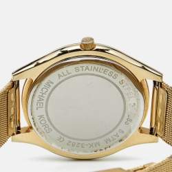 Pre Owned Michael Kors Champagne Gold Plated Stainless Steel Slim Runway MK3282 Women's Wristwatch 42 mm