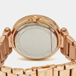 Pre Owned Michael Kors Pave Rose Gold Plated Stainless Steel Parker MK6511 Women's Wristwatch 38 mm 