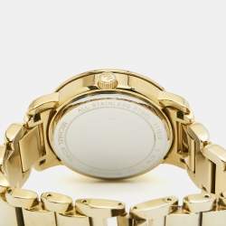 Pre Owned Michael Kors Champagne Gold Plated Stainless Steel Runway MK5432 Women's Wristwatch 38 mm