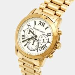 مملوكة مسبقًا Michael Kors Cooper MK5916 Silver Dial Gold Tone Stainless Steel Women's Wristwatch 40 mm