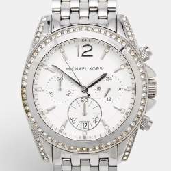 مملوكة مسبقًا Michael Kors Pressley MK5834 Silver Dial Stainless Steel Women's Wristwatch 39 mm