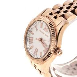Pre Owned Michael Kors silver White Gold Plated Steel Petite Lexington Rose MK3230 Women's Wristwatch 26 mm
