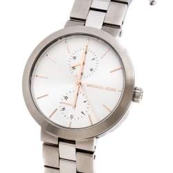 Pre Owned Michael Kors Silver Stainless Steel Garner MK6407 Women's Wristwatch 38 mm