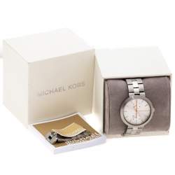 Pre Owned Michael Kors Silver Stainless Steel Garner MK6407 Women's Wristwatch 38 mm