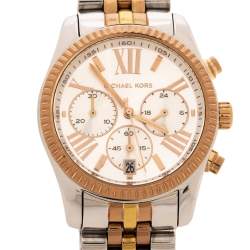 Pre Owned Michael Kors Silver Three-Tone Stainless Steel Lexington MK5735 Women's Wristwatch 38 mm