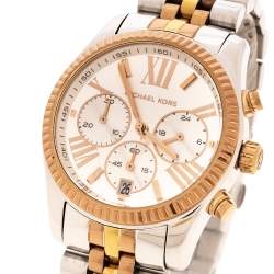Pre Owned Michael Kors Silver Three-Tone Stainless Steel Lexington MK5735 Women's Wristwatch 38 mm