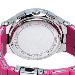 Pre Owned Michael Kors Pink Stainless Steel Wyatt MK6170 Women's Wristwatch 40 mm