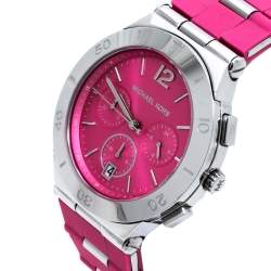 Pre Owned Michael Kors Pink Stainless Steel Wyatt MK6170 Women's Wristwatch 40 mm