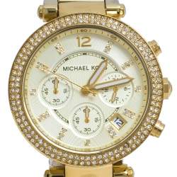 Michael Kors Yellow Gold Tone Stainless Steel Parker MK5354 Women's Wristwatch 39 mm