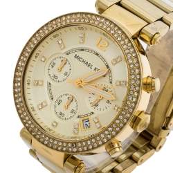 Michael Kors Yellow Gold Tone Stainless Steel Parker MK5354 Women's Wristwatch 39 mm