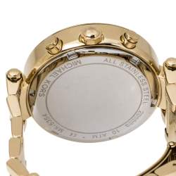Pre Owned Michael Kors Yellow Gold Tone Stainless Steel Parker MK5354 Women's Wristwatch 39 mm