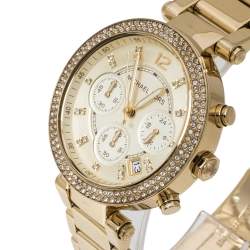 Pre Owned Michael Kors Yellow Gold Tone Stainless Steel Parker MK5354 Women's Wristwatch 39 mm
