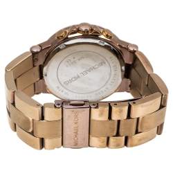 مملوكة مسبقًا Michael Kors White Rose Gold Tone Stainless Steel Runway MK5223 Women's Wristwatch 38 mm