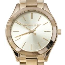 Michael Kors Champagne Yellow Gold Tone Slim Runway MK3512 Women's Wristwatch 32mm