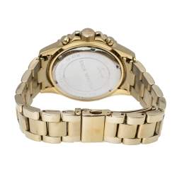 Pre Owned Michael Kors Baguette Crystals Gold Tone Stainless Steel Everest MK5871 Women's Wristwatch 41MM