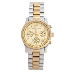 Pre Owned Michael Kors Yellow Gold Two Tone-Stainless Steel Runway MK5137 Women's Wristwatch 38 mm