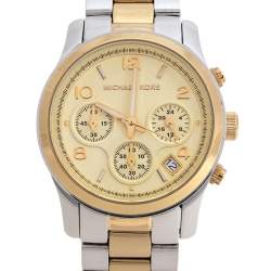 Pre Owned Michael Kors Yellow Gold Two Tone-Stainless Steel Runway MK5137 Women's Wristwatch 38 mm
