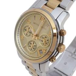 Pre Owned Michael Kors Yellow Gold Two Tone-Stainless Steel Runway MK5137 Women's Wristwatch 38 mm
