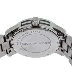 Pre Owned Michael Kors Silver Crystal Pave Stainless Steel Runway MK5544 Women's Wristwatch 45 mm