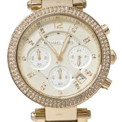 Pre Owned Michael Kors Yellow Gold Tone Stainless Steel Parker MK5354 Women's Wristwatch 39 mm