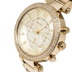 Pre Owned Michael Kors Yellow Gold Tone Stainless Steel Parker MK5354 Women's Wristwatch 39 mm