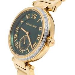 مملوكة مسبقًا ساعة يد نسائية مايكل كورس "سكايلر إم كيه6065" ستانلس ستيل مطلي ذهب أصفر خضراء 41 مم