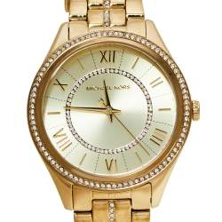 مملوكة مسبقًا Michael Kors Gold Tone Crystal Pavé MK3719 Lauryn Women's Wristwatch 38 MM