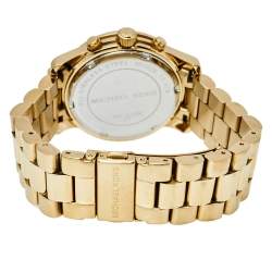 مملوكة مسبقًا Michael Kors Yellow Gold Plated Stainless Steel Runway MK5055 Women's Wristwatch 38 mm
