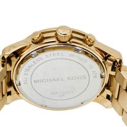 مملوكة مسبقًا Michael Kors Yellow Gold Plated Stainless Steel Runway MK5055 Women's Wristwatch 38 mm