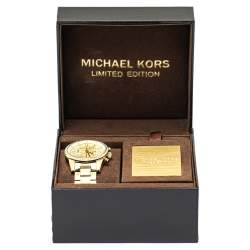 مملوكة مسبقًا ساعة يد نسائية مايكل كورس "ريتز كرونوغراف إم كيه6597"ستانلس ستيل ذهبي اللون 37 مم