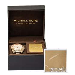 Pre Owned Michael Kors Rose Gold Tone Stainless Steel Blair Chronograph MK5263 Women's Wristwatch 39 mm
