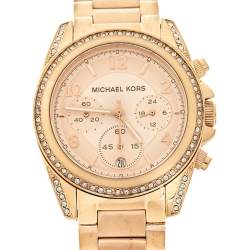 Pre Owned Michael Kors Rose Gold Tone Stainless Steel Blair Chronograph MK5263 Women's Wristwatch 39 mm