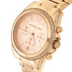 Pre Owned Michael Kors Rose Gold Tone Stainless Steel Blair Chronograph MK5263 Women's Wristwatch 39 mm