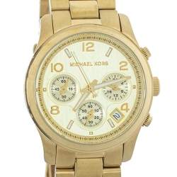 Pre Owned Michael Kors Yellow Gold Plated Stainless Steel MK5055 Women's Wristwatch 38mm  