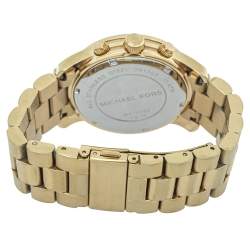 Pre Owned Michael Kors Yellow Gold Plated Stainless Steel MK5055 Women's Wristwatch 38mm  