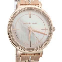 Pre Owned Michael Kors Mother Of Pearl Rose Gold Tone Stainless Steel MK3643 Women's Wristwatch 33mm