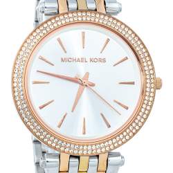 Pre Owned Michael Kors Silver Three Tone Stainless Steel Darci Pavé MK3203 Women's Wristwatch 39mm