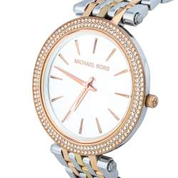 Pre Owned Michael Kors Silver Three Tone Stainless Steel Darci Pavé MK3203 Women's Wristwatch 39mm
