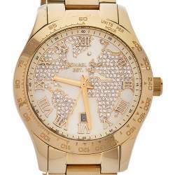 Pre Owned ساعة يد نسائية مايكل كورس لايتون أم كيه5959 ستانلس ستيل لون ذهب أصفر 43 مم