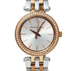 Pre Owned Michael Kors Silver Two Tone Stainless Steel Darci MK3298 Women's Wristwatch 26 mm 